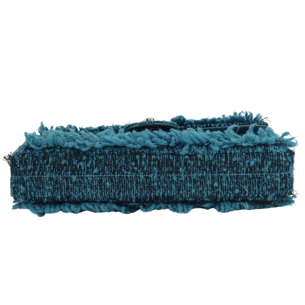 CHANEL Shoulder Bag tweed blue Chain