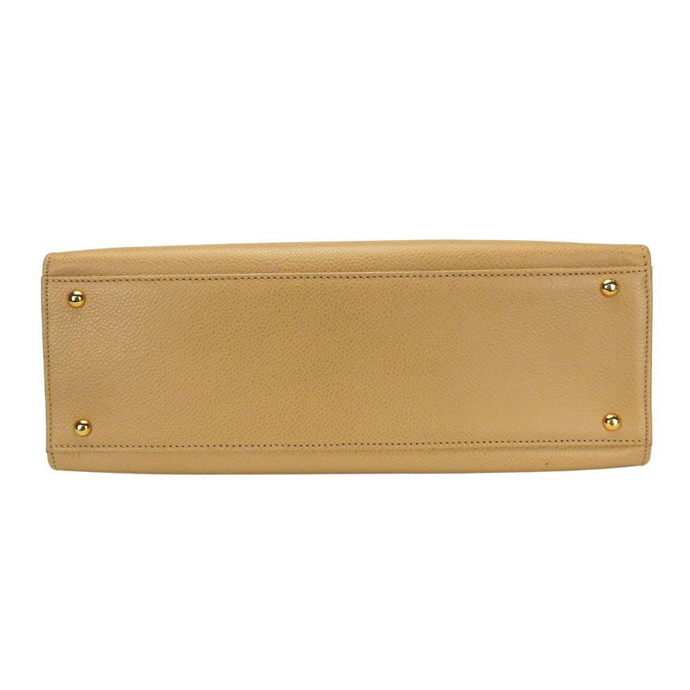 CHANEL Handbag Caviar skin beige logo Women