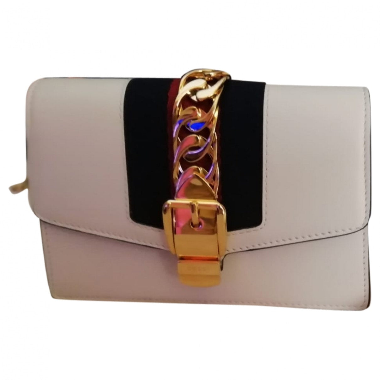 Gucci sylvie white leather handbag