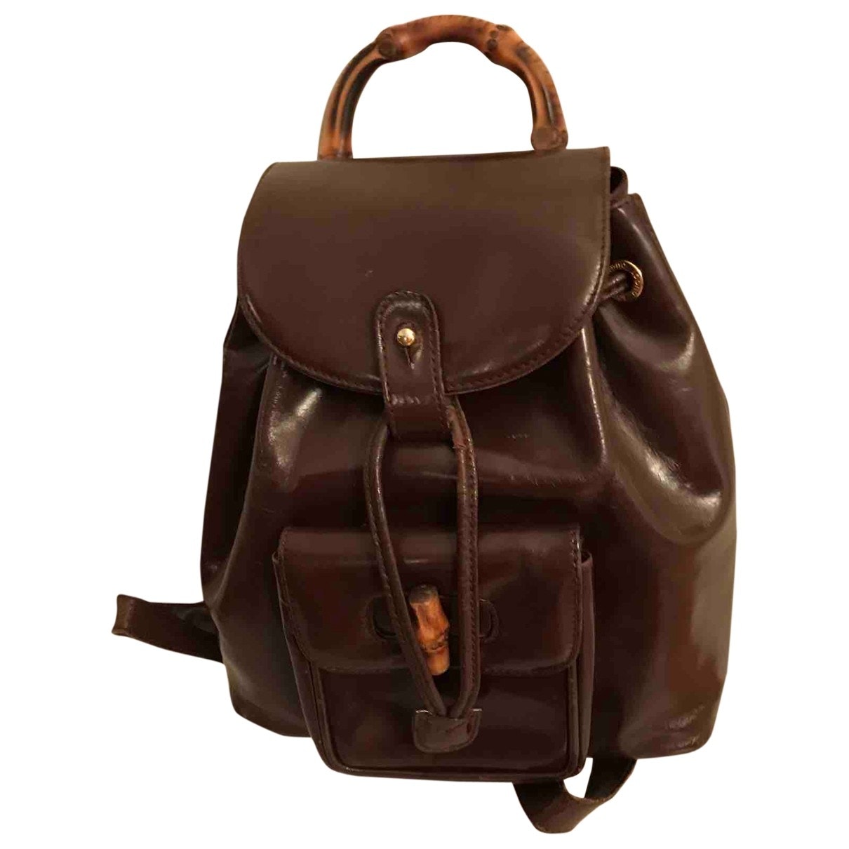 Gucci bamboo burgundy leather backpacks