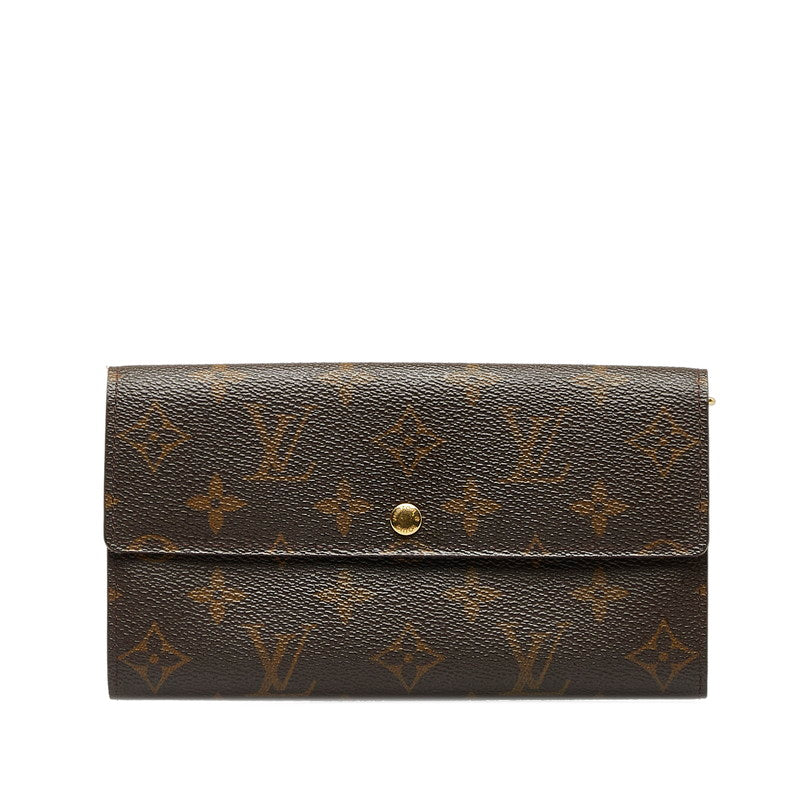 Louis Vuitton Monogram Port Monet Credit Long Wallet M61725 Brown PVC Leather Louis Vuitton