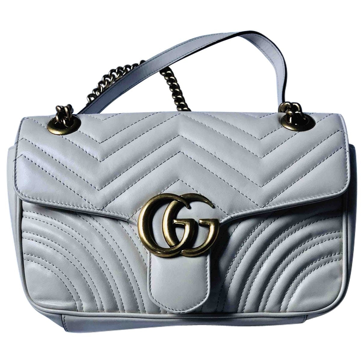 Gucci marmont white leather handbag