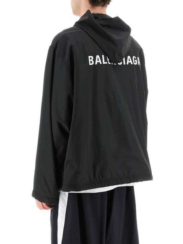 Luxury Balenciaga Trending 2026 Logo Print Hooded Windbreaker Black