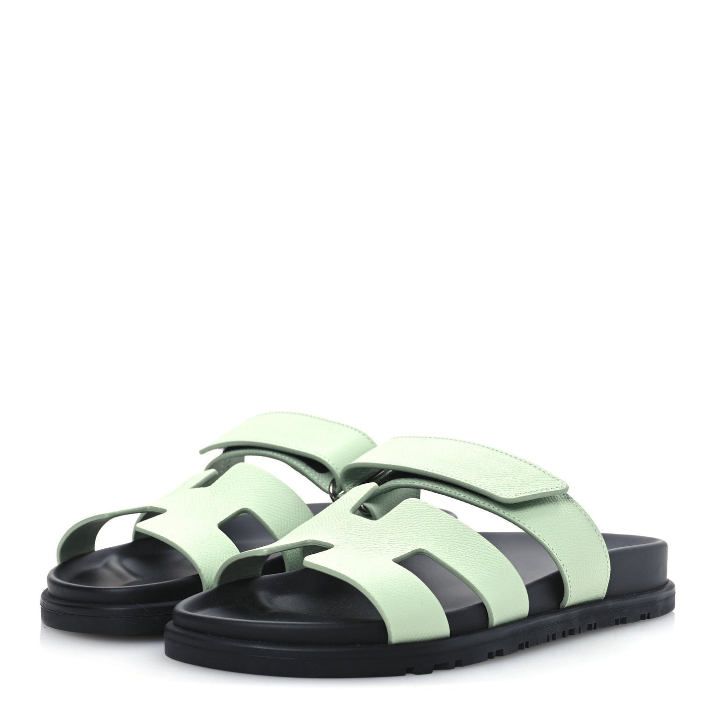 Hermes Epsom Womens Chypre Sandals 37 Vert Jade