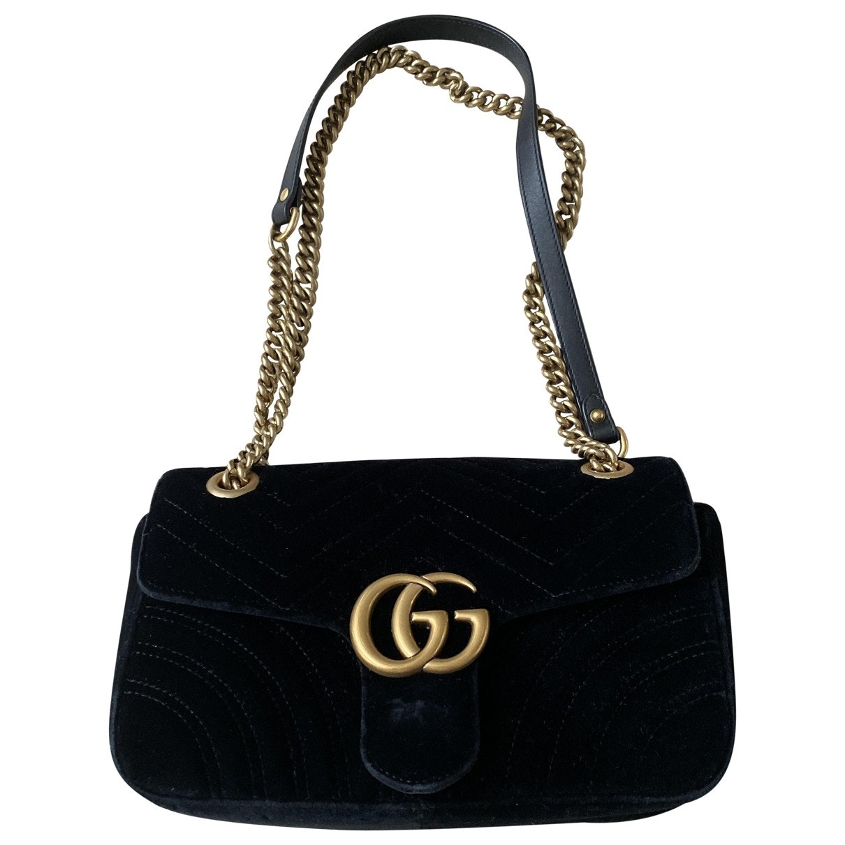 Gucci marmont black velvet handbag