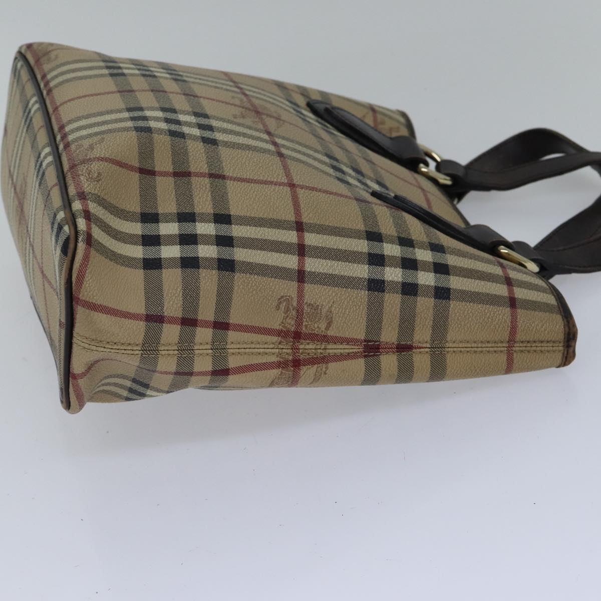 Luxury Burberry Nova Check Tote Bag PVC Beige Auth 89282
