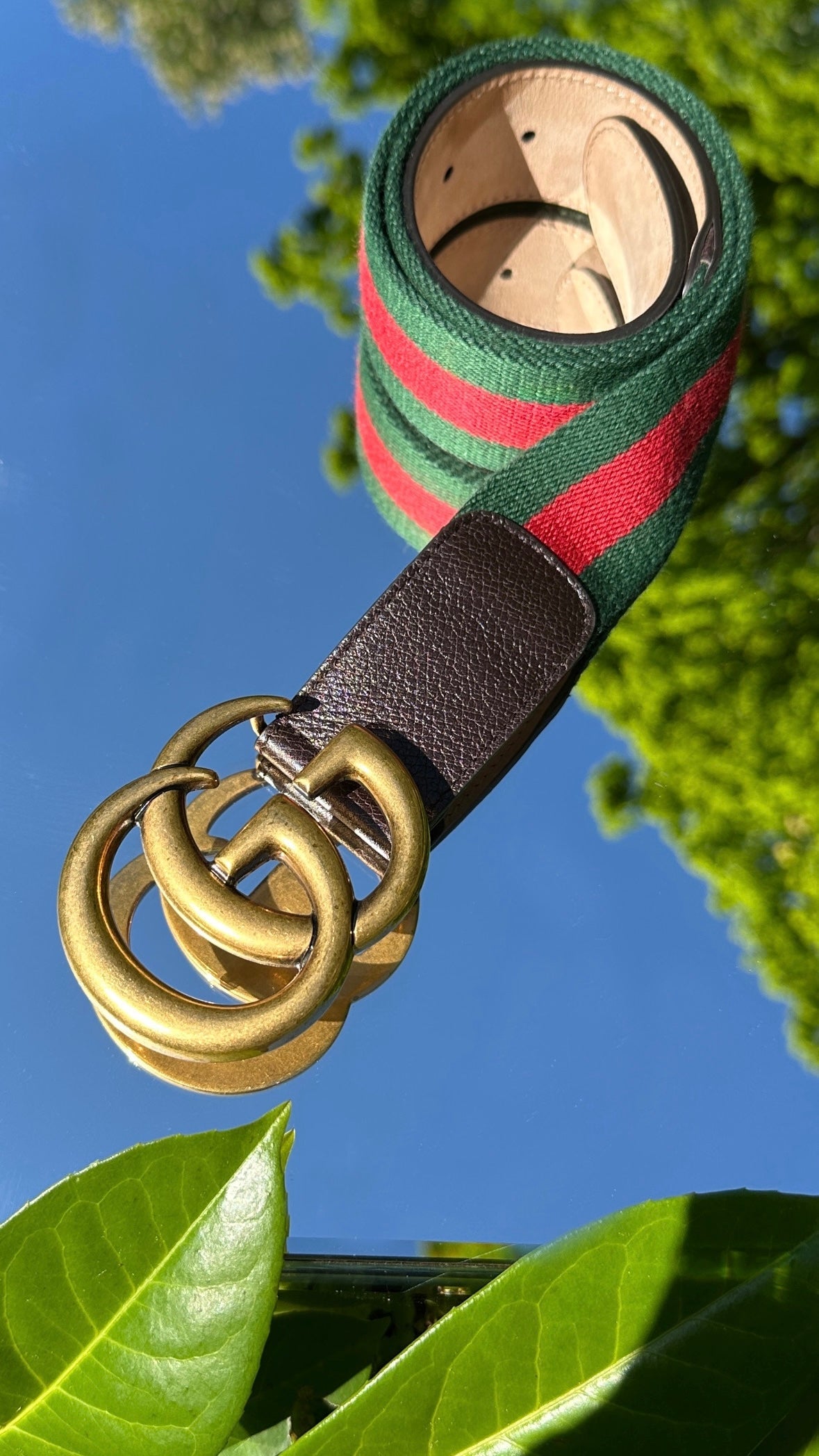 GUCCI Marmont Belt Web Gold