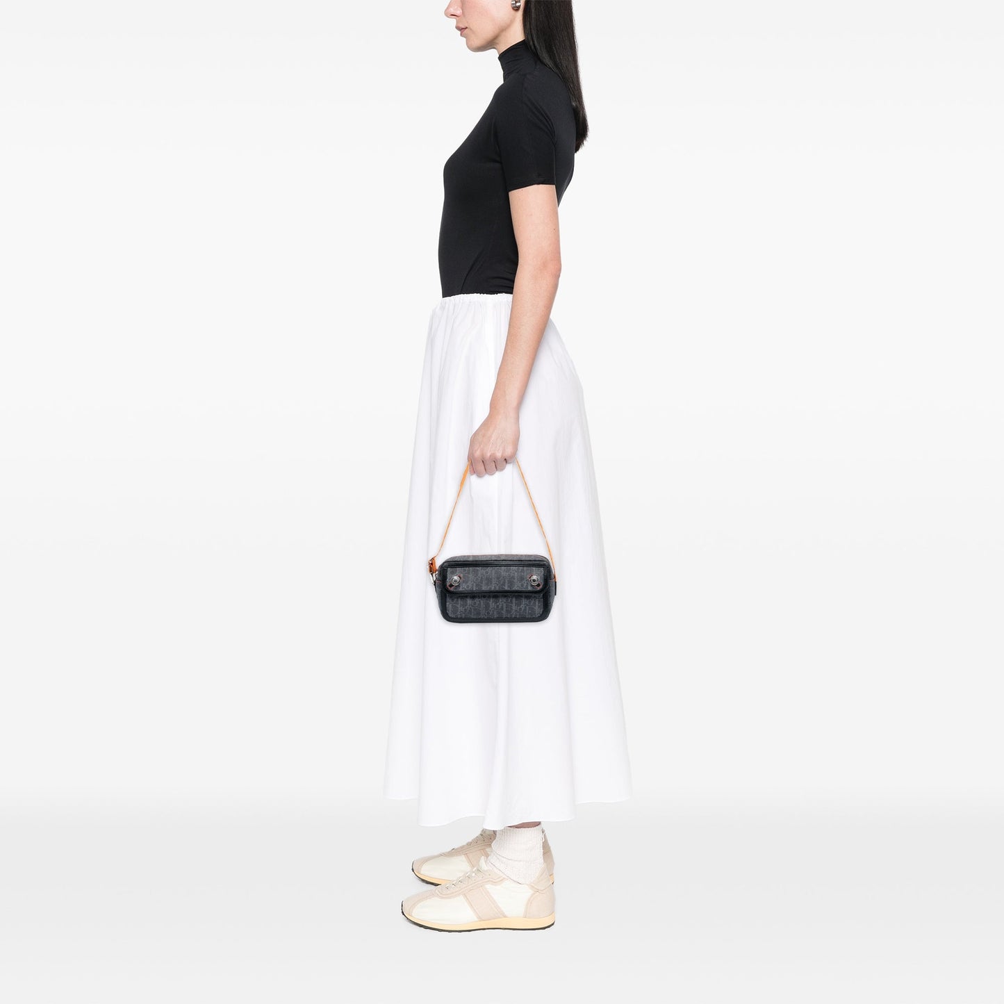 Gray Dior Diorissimo Trotter Denim Flight Shoulder Bag