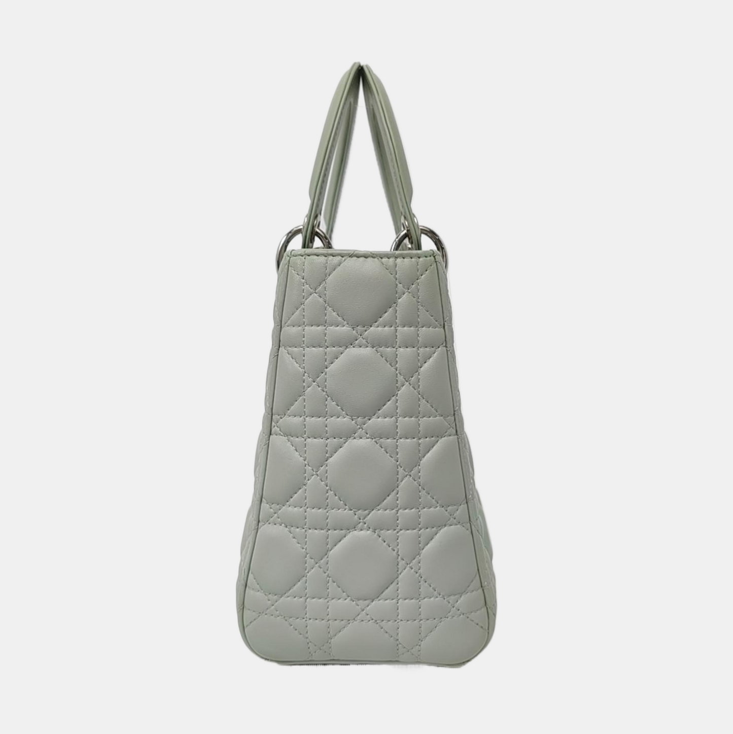 Lady Dior Medium Mint Green Lambskin Leather Silver Hardware