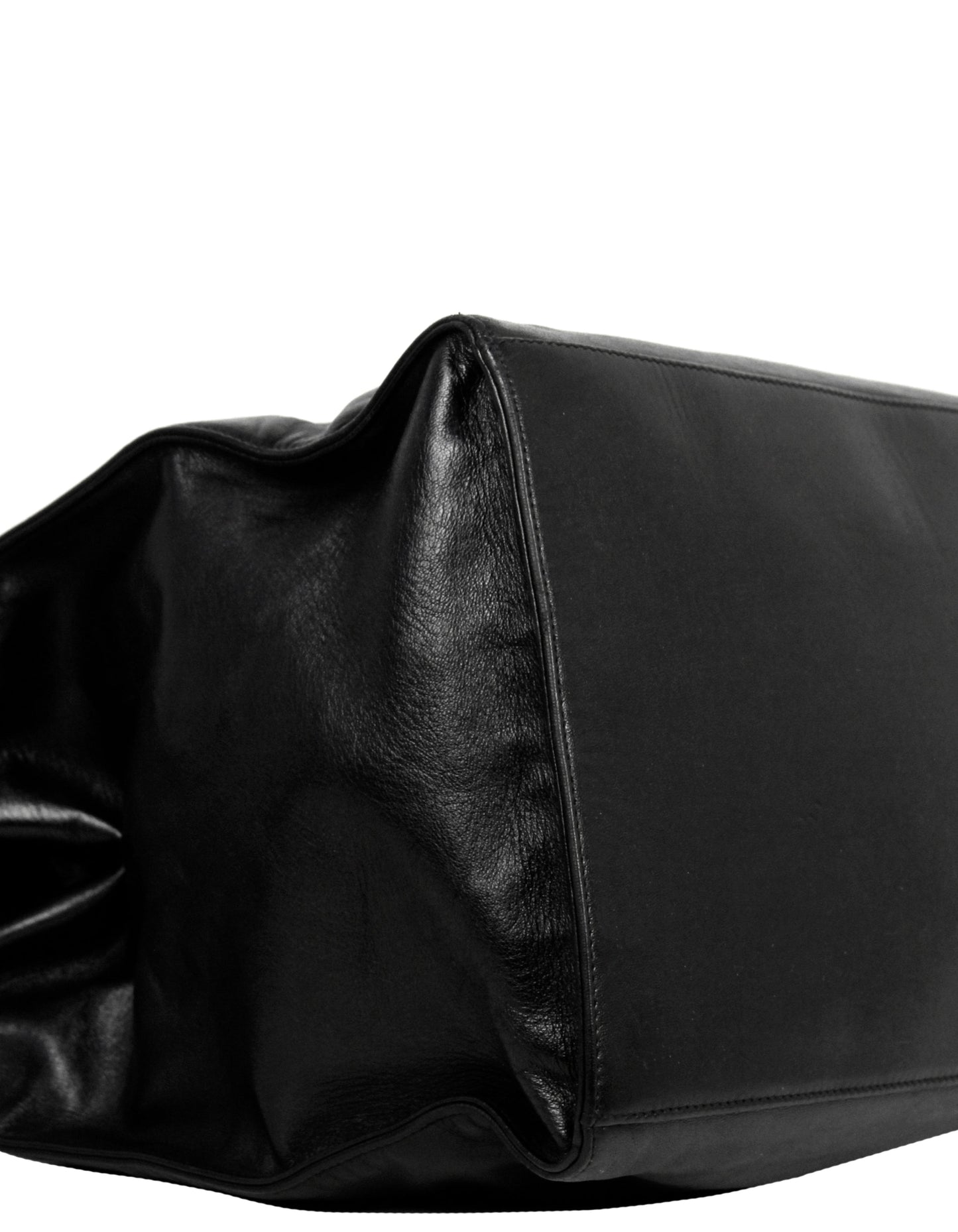 Chanel Black Lambskin Leather CC Logo Tote Bag