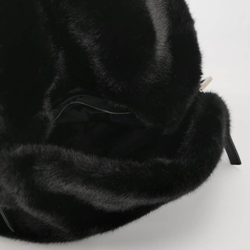 Fendi Mamma Baguette Black Faux Fur Shoulder Bag