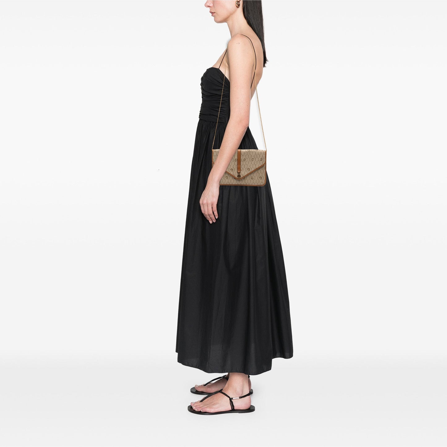 Brown Dior Honeycomb Coated Canvas Chain Crossbody