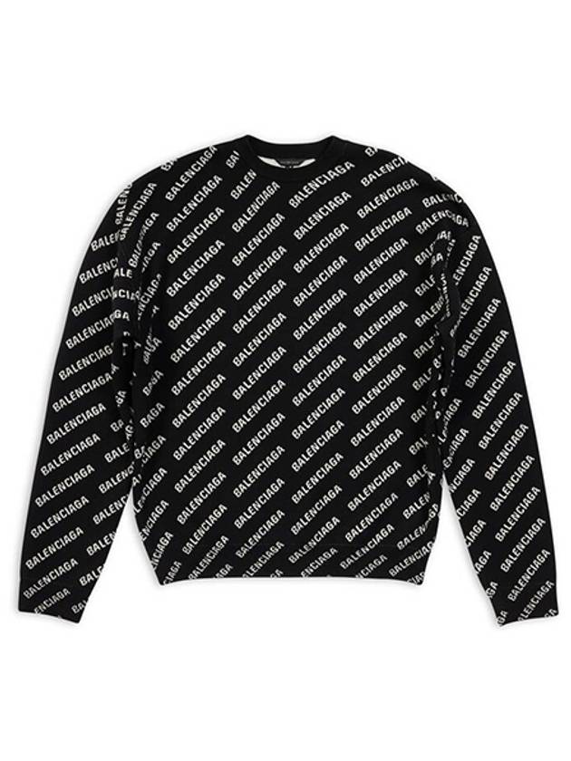 Luxury Balenciaga Trending 2026 All Over Intarsia Logo Knit Top Black