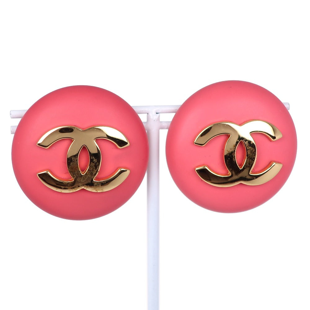 Chanel Chanel Coco Mark Earring G Mesh 1989 Pink 24 24.4g Coco Mark