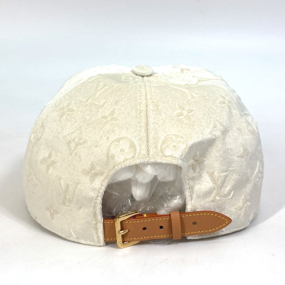LOUIS VUITTON cap MP3421 polyester white Monogram newsboy velvet