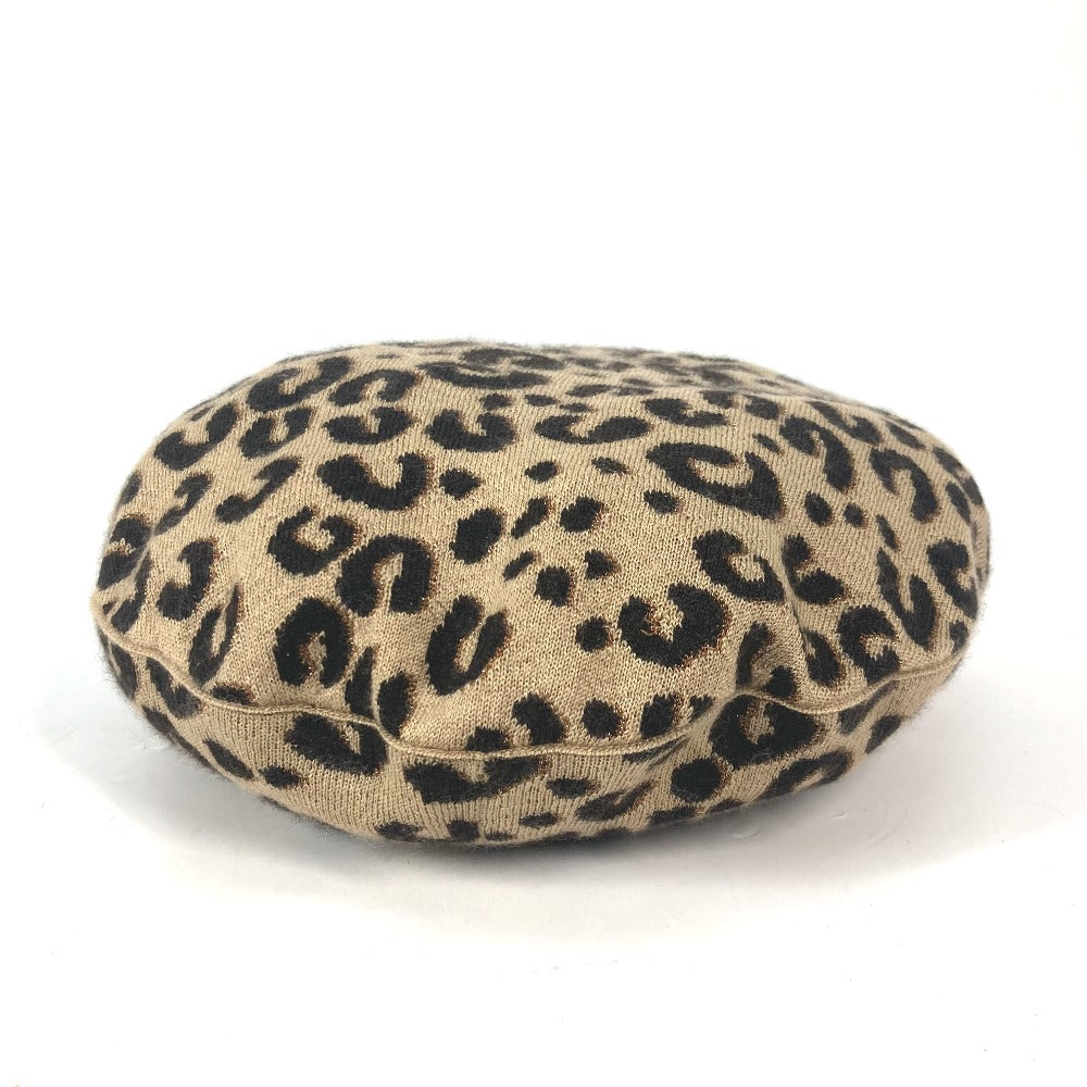 LOUIS VUITTON beret M74776 Cashmere, Silk beige hat Belle Maille Leopard Women