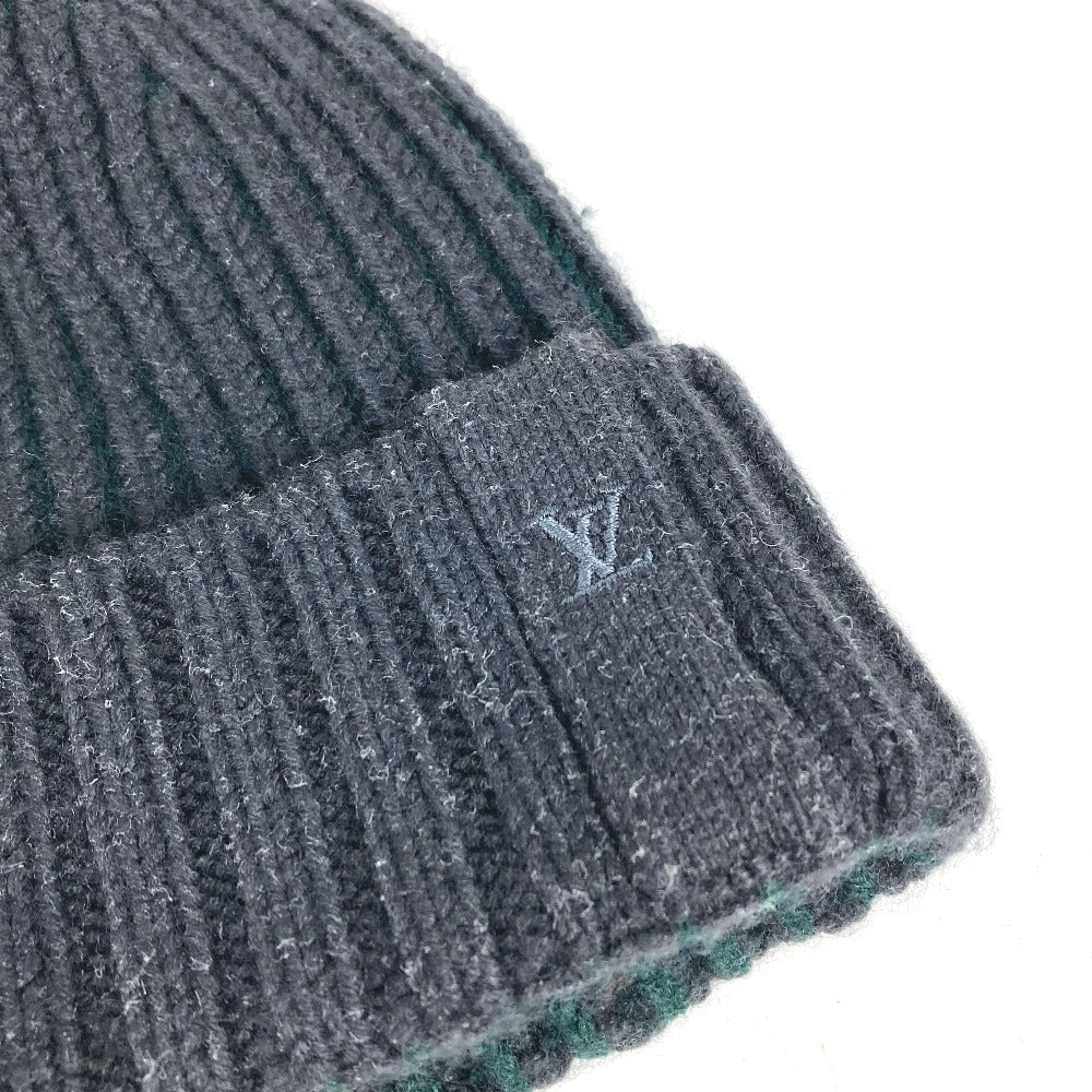 LOUIS VUITTON Knit hat wool gray beanie hat knit hat knit cap LV logo Women âl