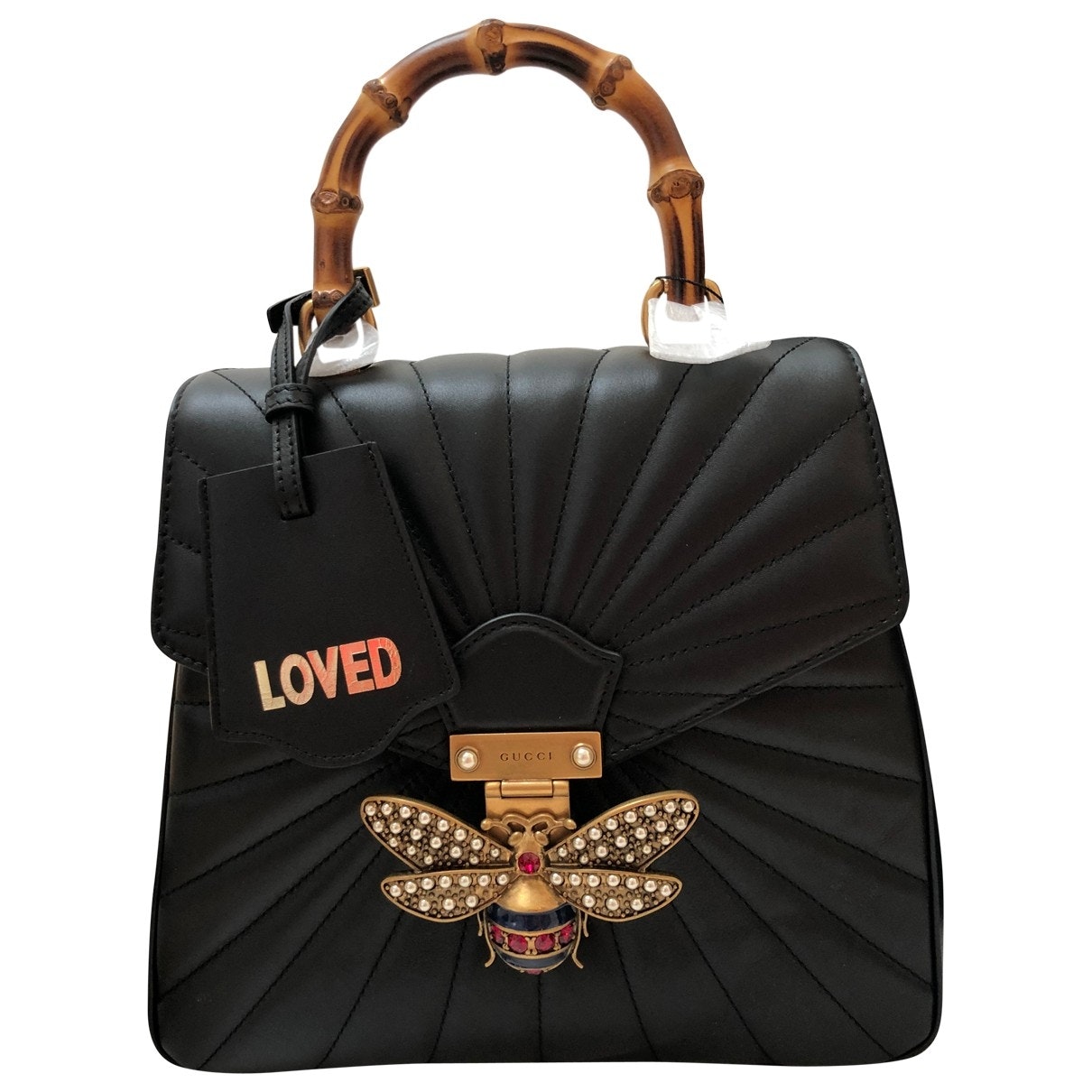 Gucci queen margaret black leather backpacks