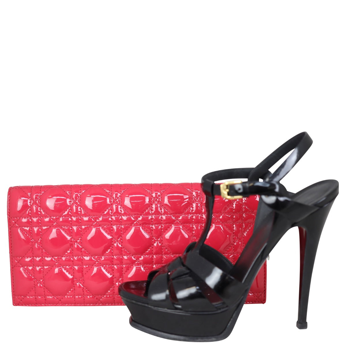 Dior Lady Dior Patent Cannage Chain Clutch