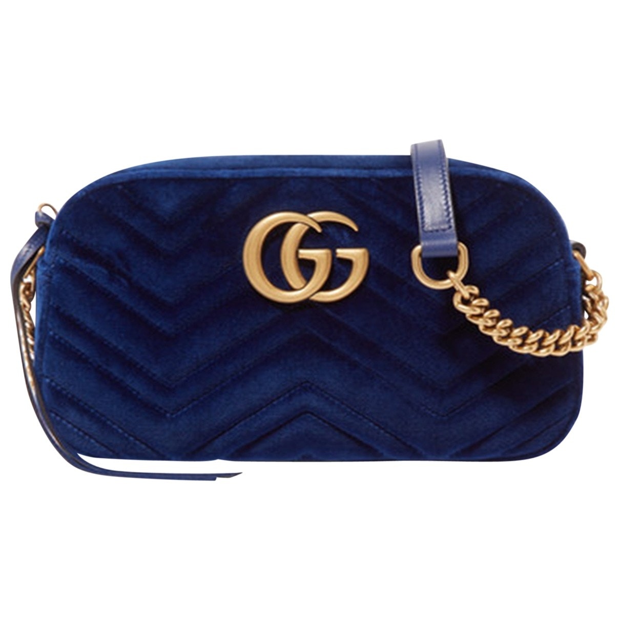 Gucci marmont blue velvet handbag