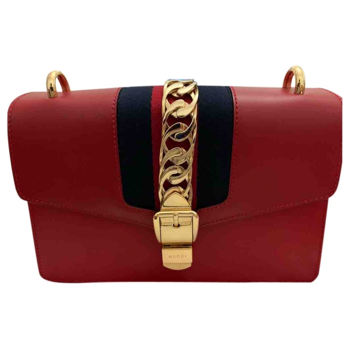 Gucci sylvie red leather handbag