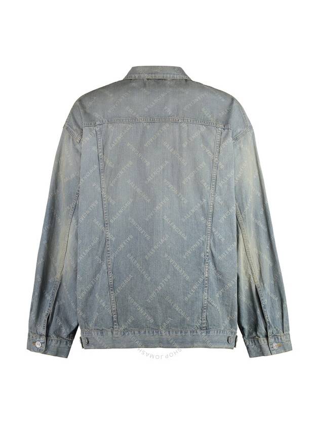 Luxury Balenciaga Trending 2026 Logo Print Denim Jacket Blue