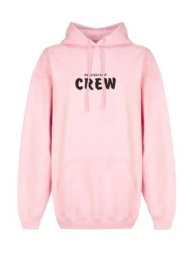 Luxury Balenciaga Trending 2026 Crew Logo Print Oversized Hoodie Pink