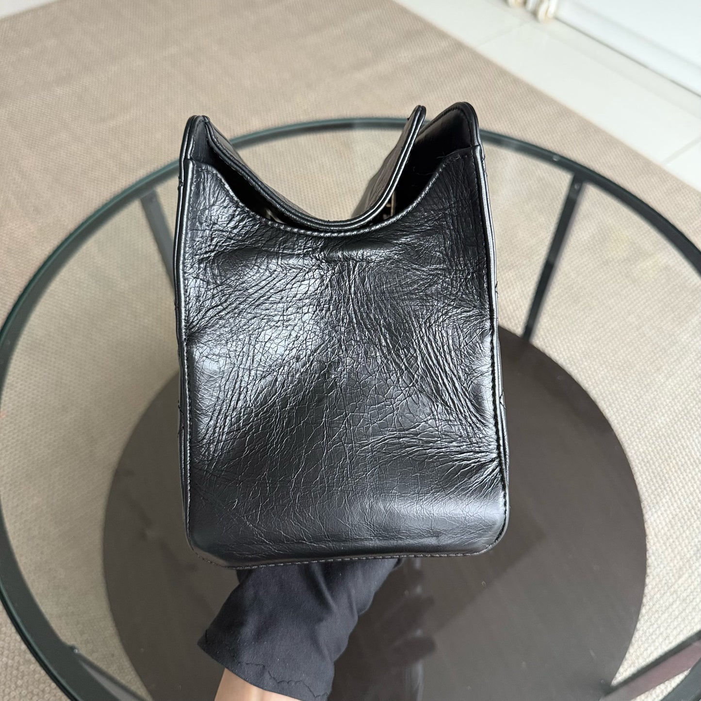 Chanel Shopping Tote - Calfskin Quilted Black Gold Hardware