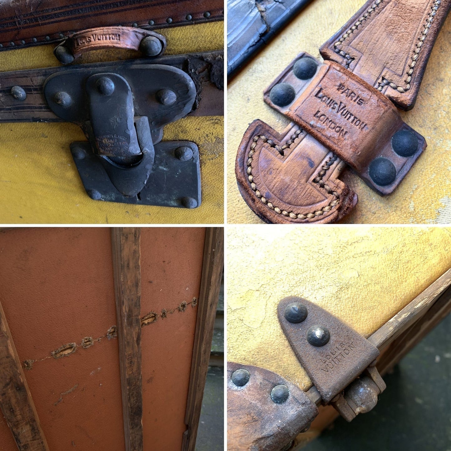LOUIS VUITTON Antique Orange Yellow Vuittonite Cabin Steamer Trunk