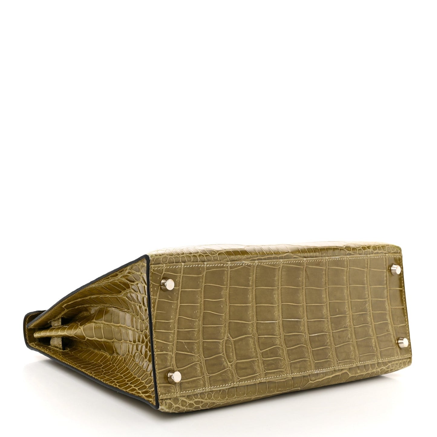 Hermes Shiny Porosus Crocodile Kelly Sellier 32 Vert Anis