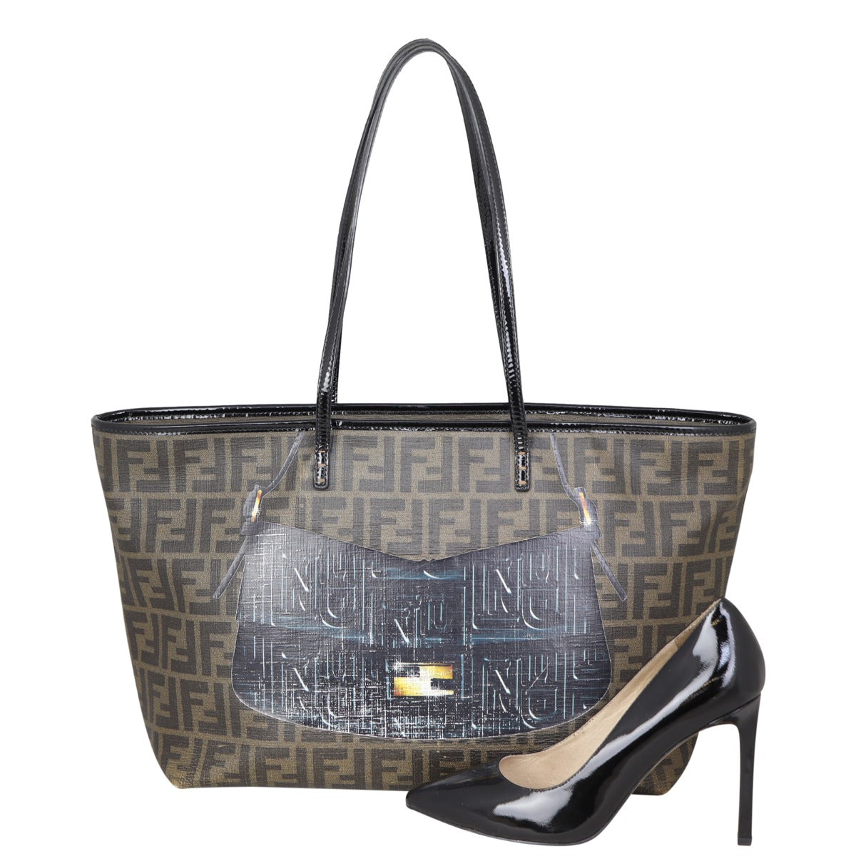 Fendi Zucca Roll Tote Mamma Baguette Print