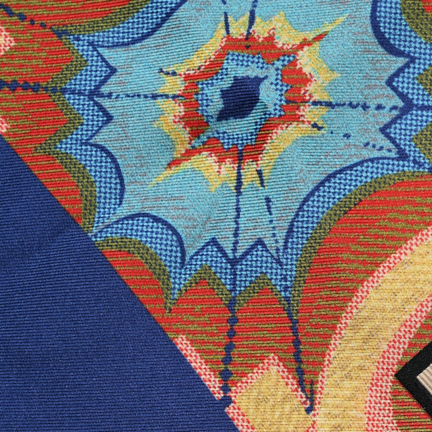 Gucci Silk Monogram Kaleidoscope 100 Fringe Scarf Blue Orange Multicolor