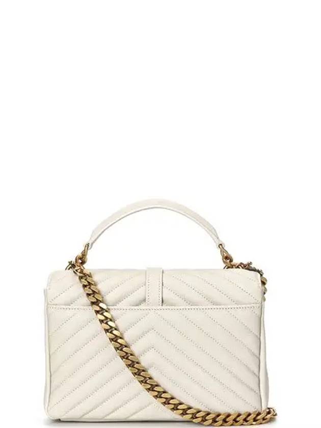 Luxury Saint Laurent Trending 2025 College Medium in Quilted Leather Shoulder Bag Blanc Vintage