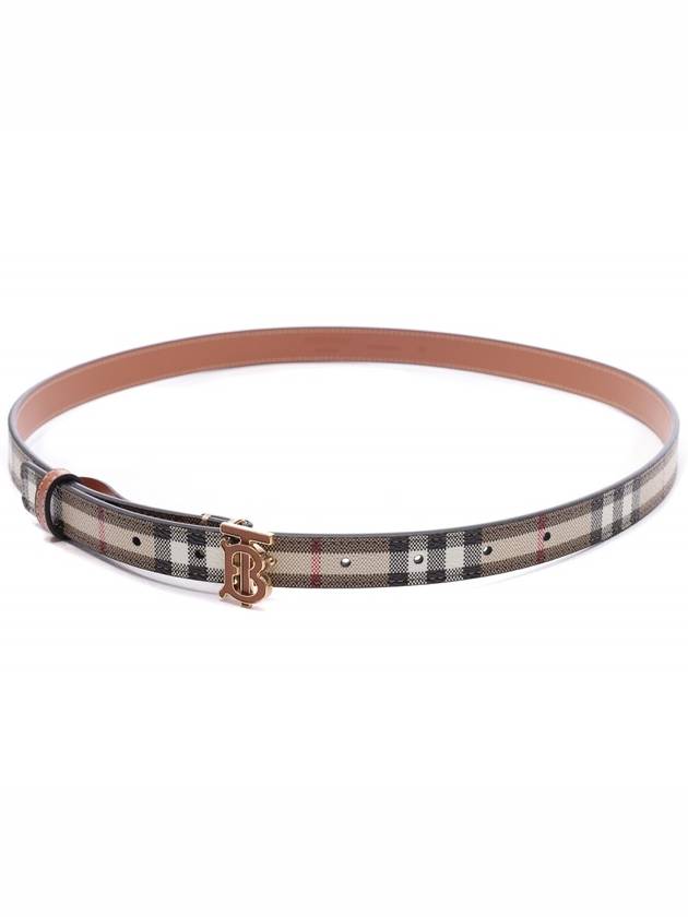 Luxury Burberry Logo Check Leather Belt Archive Beige Briar Brown