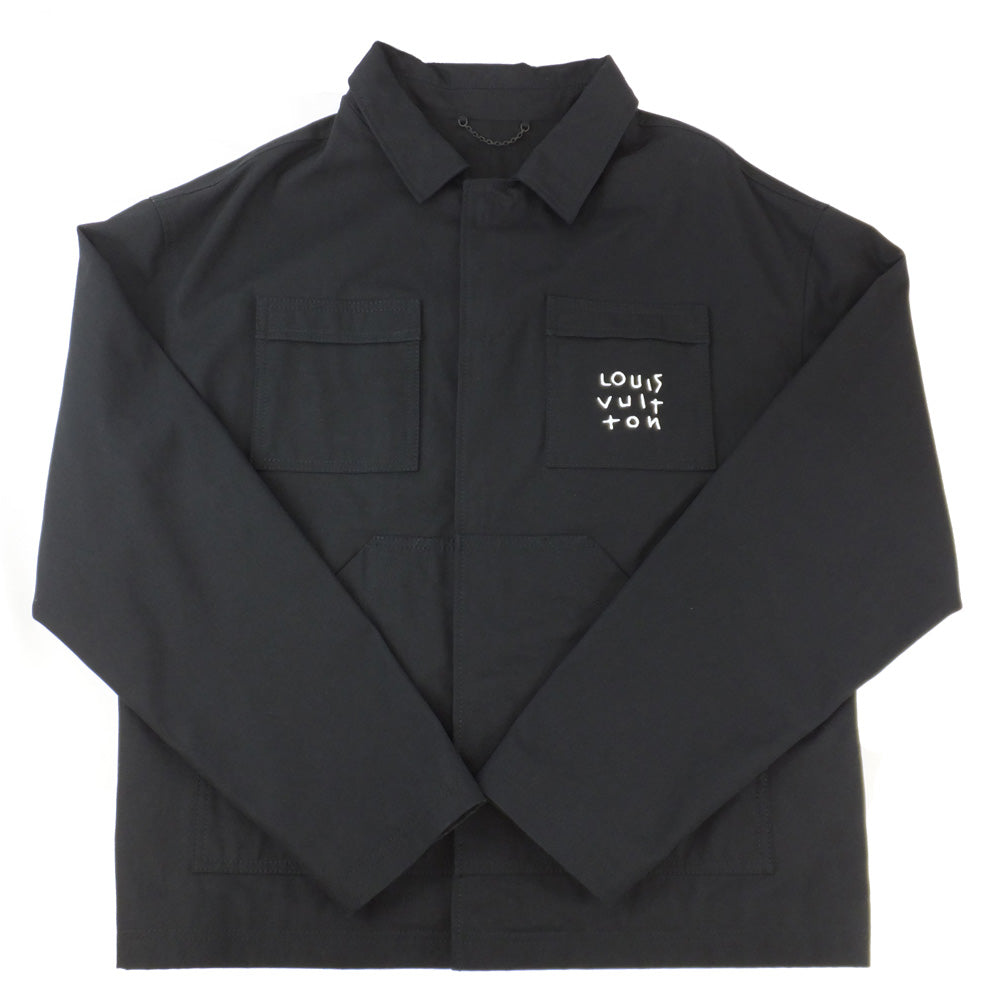 Louis Vuitton jacket logo BK size 48 cotton 100% men's fashion black RM222M N22 HNB26W men's dress