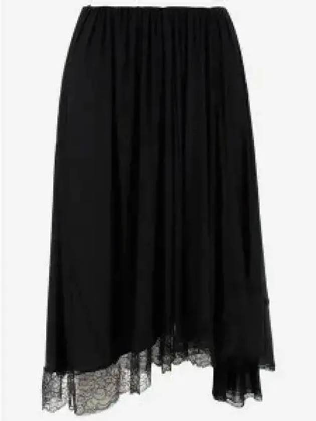Luxury Balenciaga Trending 2026 Lace Trimmed A-Line Skirt Black