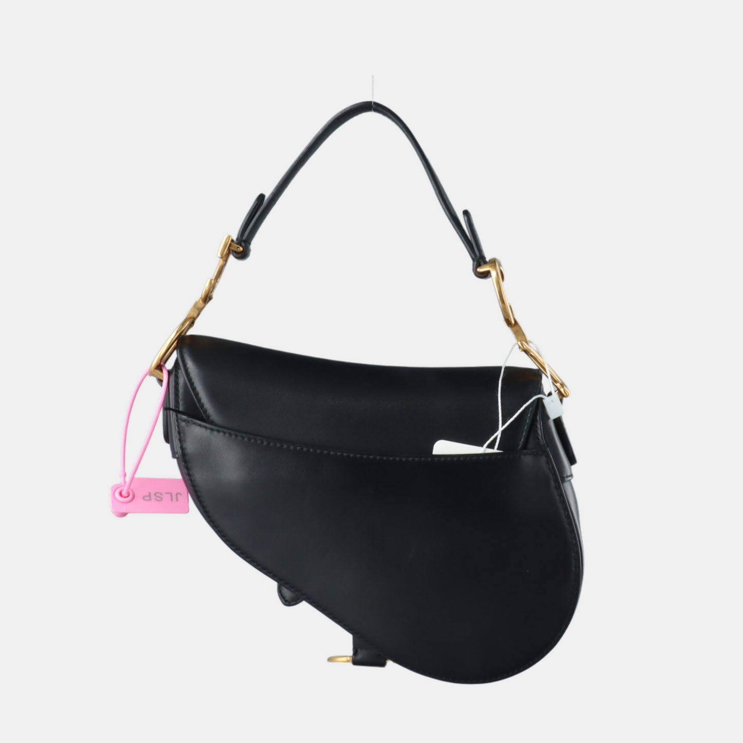 Dior Saddle Medium Black Smooth Leather with Studded Strap