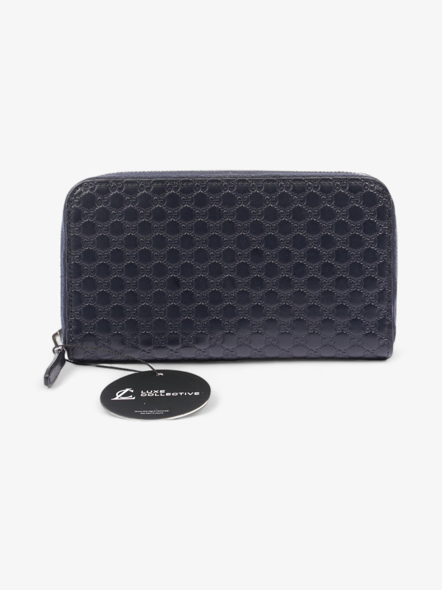 Gucci Microguccissima Zip Around Wallet Navy Blue GG Leather