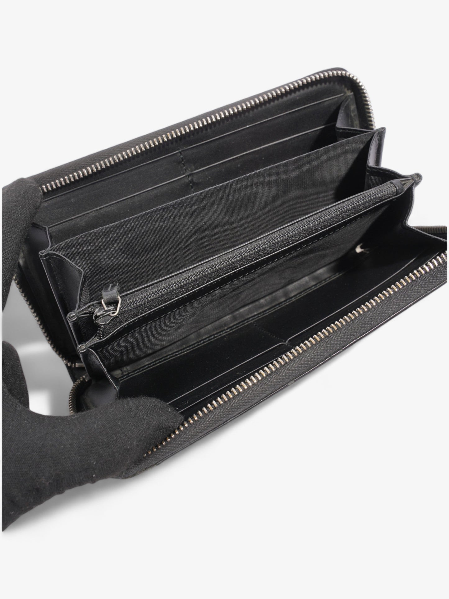 Gucci Snake Zip Around Wallet Beige And Ebony GG Supreme Coated Canvas