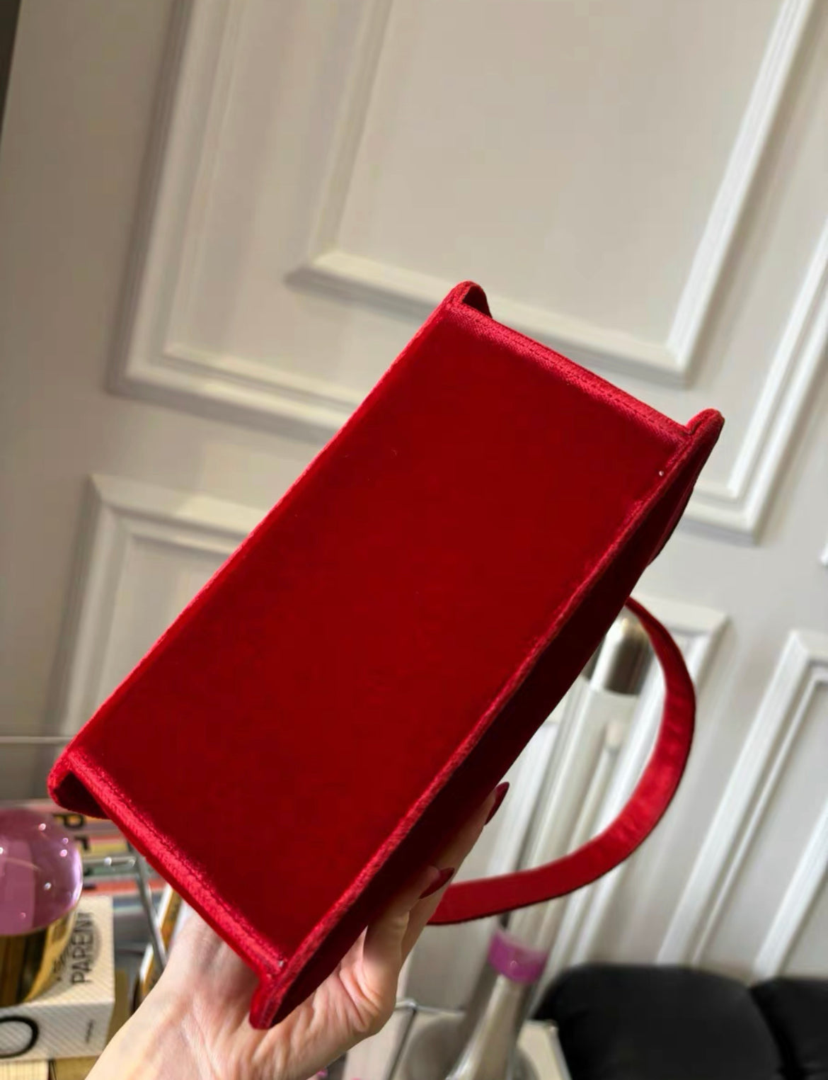 Chanel Rare Classic Velvet Red Kelly Bag Gold Plated Hardware
