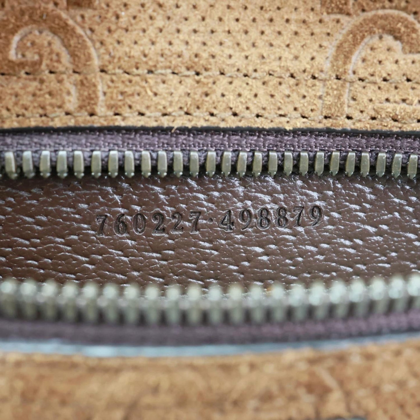 GUCCI Savoy Jumbo GG Suede Textured Leather Tote Bag Brown 760227