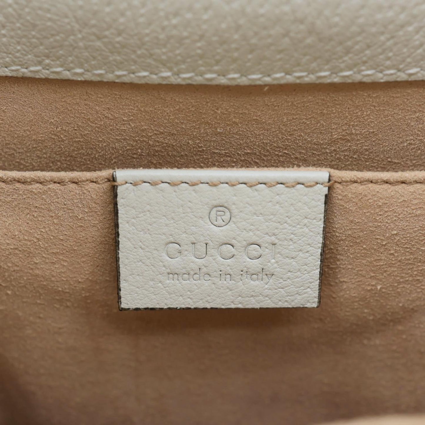GUCCI GG Ophidia Leather Bucket Crossbody Bag Off White 610846