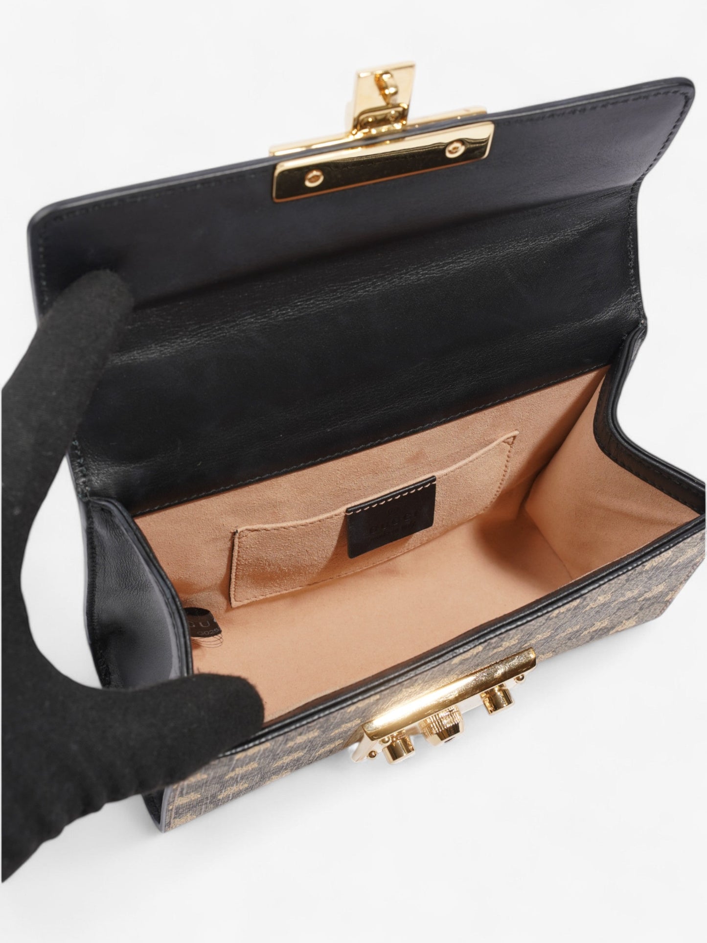 Gucci Padlock Bee Chain Shoulder Supreme Coated Canvas Small