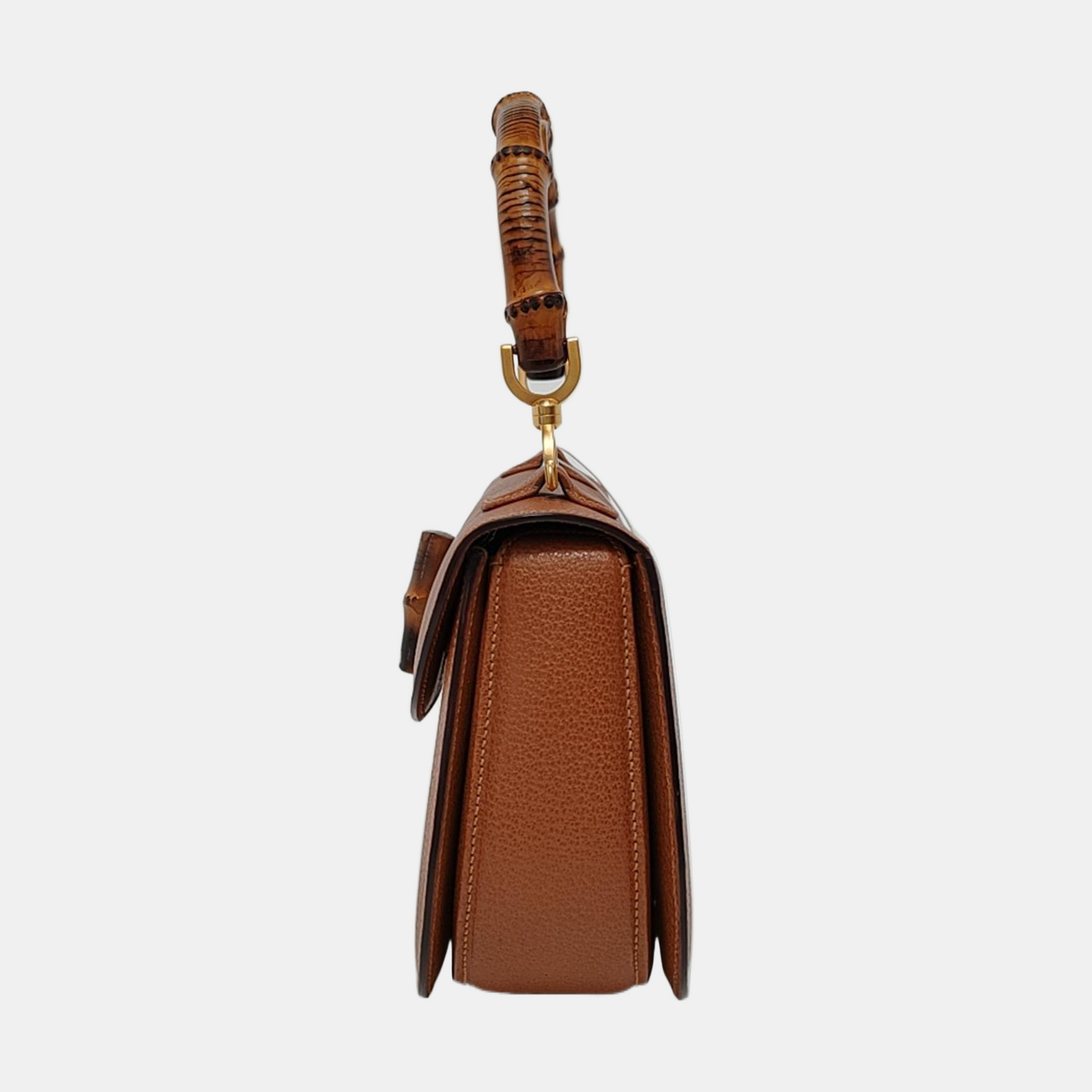 Gucci Bamboo 1947 Top Handle Bag Leather Medium Tan Brown