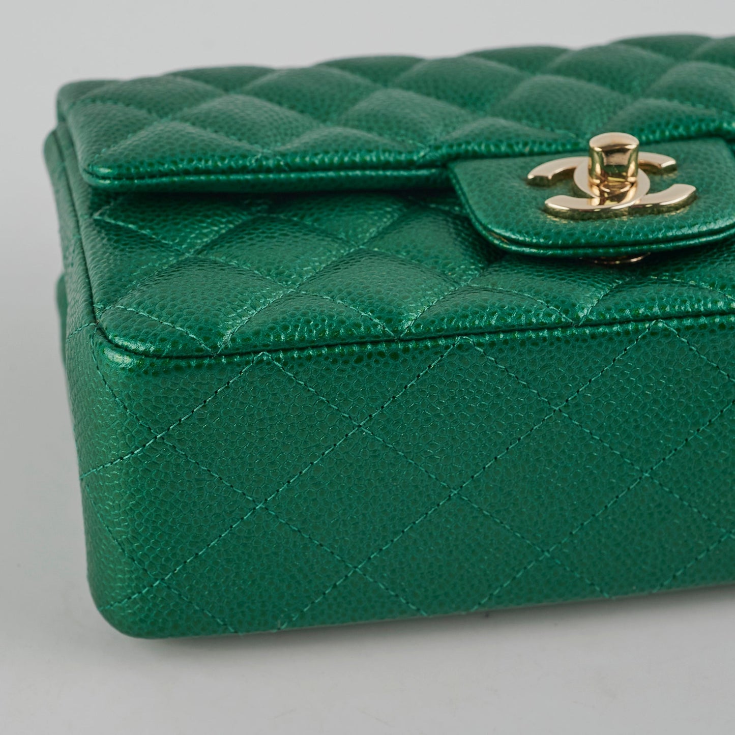 Chanel Caviar Mini Rectangular Emerald Green 18S