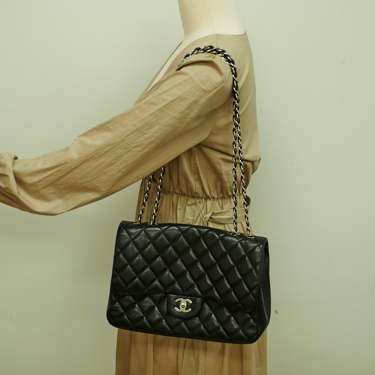 Chanel Black Jumbo Single Flap Black