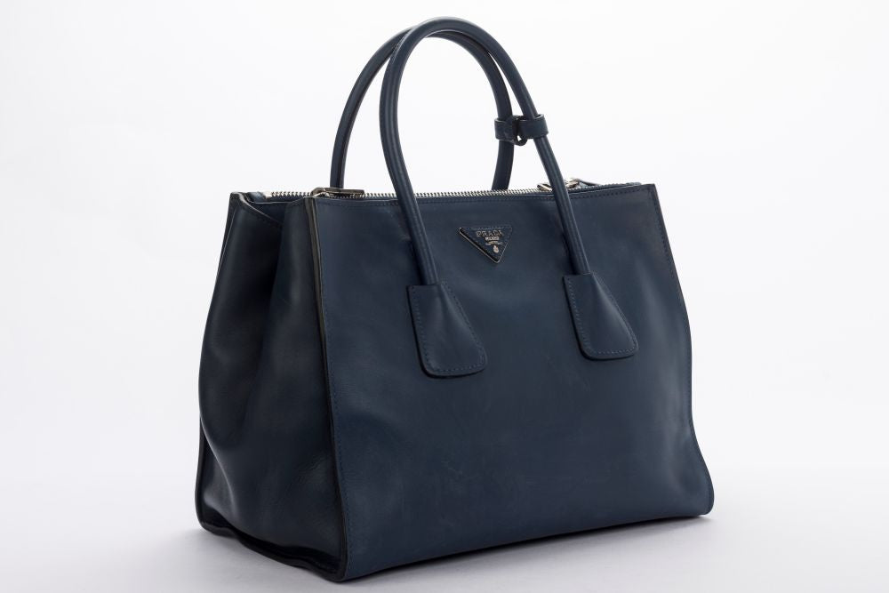 Prada BN2762 Blue Smooth Calf Leather 2 Way Bag, with Card, Strap & Dust Cover