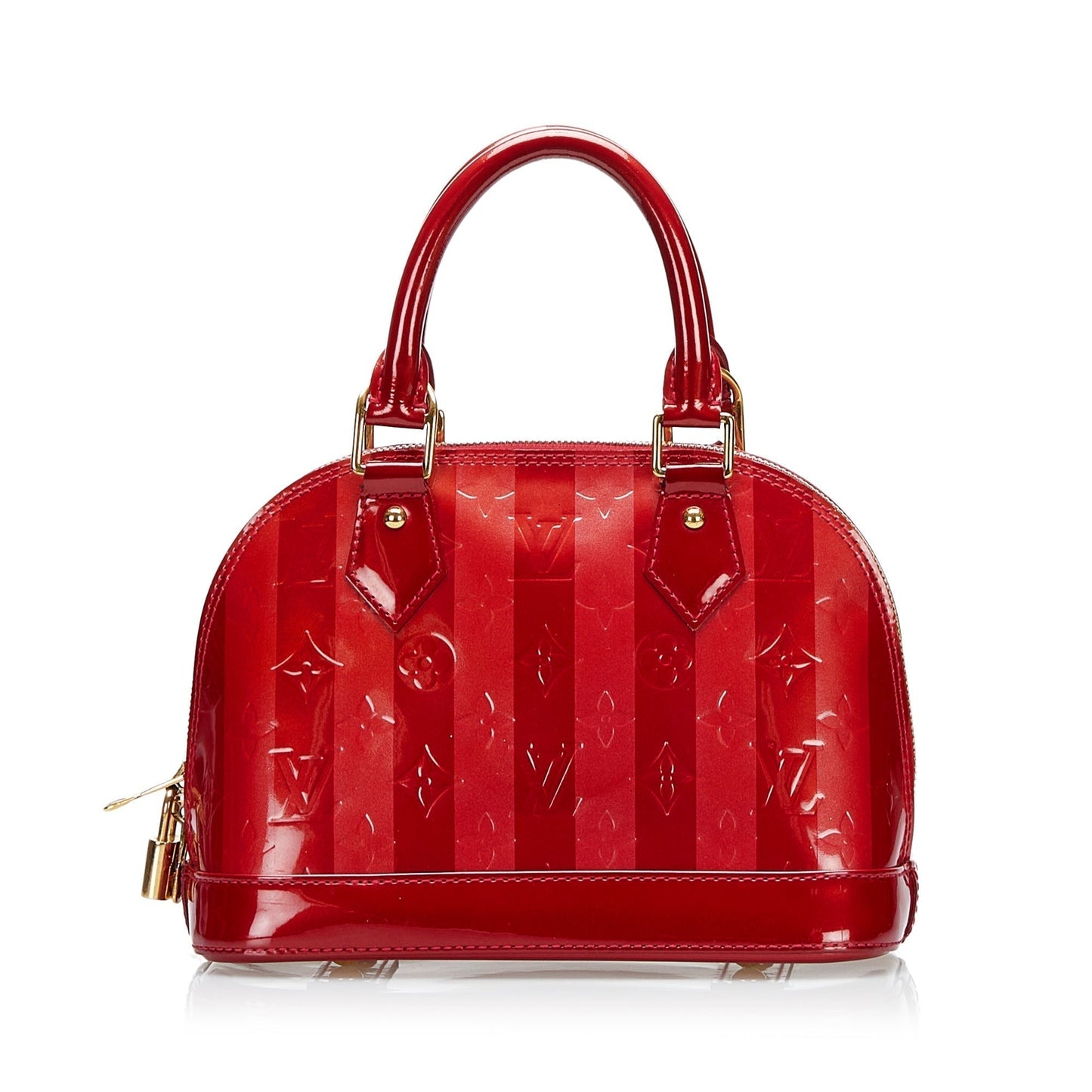Louis Vuitton Alma BB Red Rayures Monogram Vernis Handbag