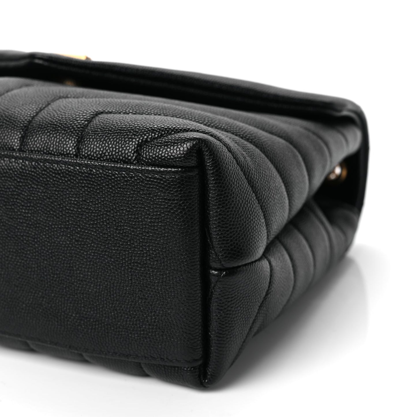 Saint Laurent Grain de Poudre Calfskin Y Quilted Monogram Small Loulou Chain Satchel Black