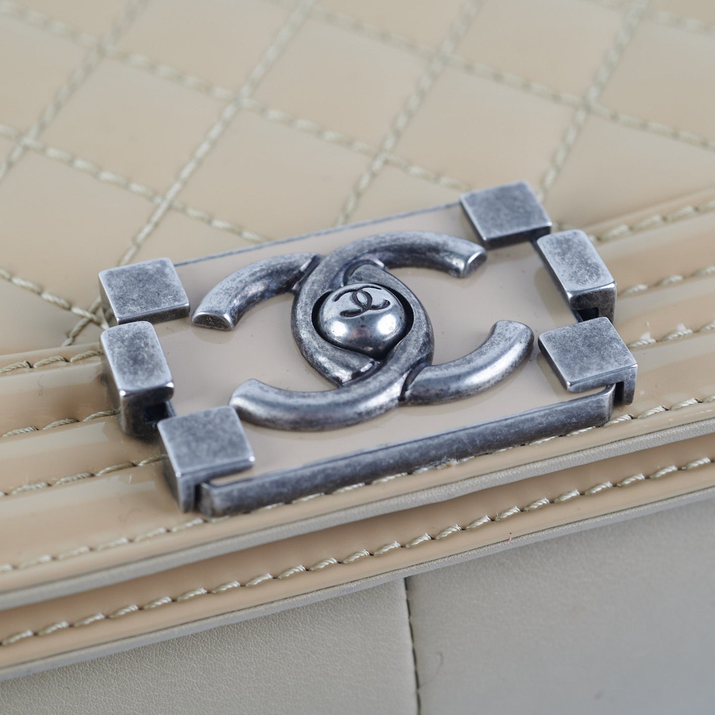 Deal of The Week - Chanel Old Medium Boy Patent Leather Beige
